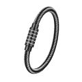 New Cross Border Steel Wire Woven Vintage Leather Bracelet Fashion Stainless Steel Magnetic Clasp Bracelet Men's Jewelry Wholesale. 