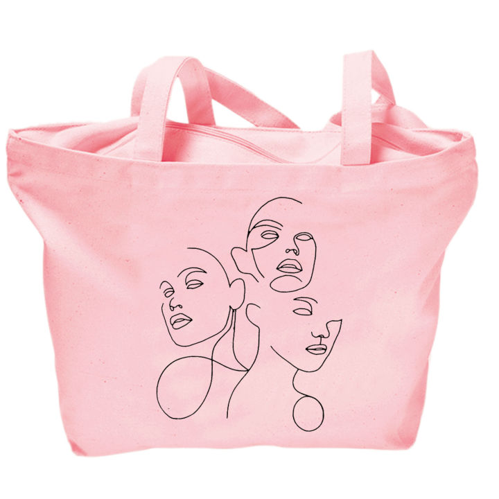 Face Line Tote l Aesthetic Tote Bag SUPER HEAVY WEIGHT SHOULDER TOTE SHOPPING CANVAS BAGS