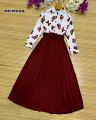 Dealistaan Stitched Butterfly Printed Top With Skirt & Belt 2Pc Dress For Women. 