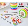 Cute Cartoon Fruit Fork and Ring Stand-Cartoon Shaped Stainless Steel Fruit Fork Set for Kids with Ring Stand. 