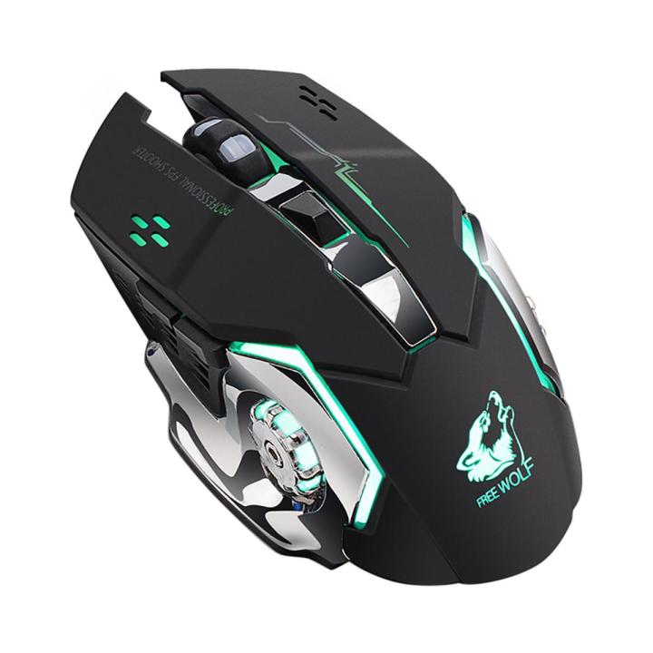 Free Wolf X8 Silent 2.4GHz 2400DPI 6 Keys Wireless Optical Mouse USB Receiver