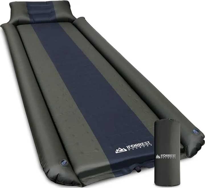 IFORREST Sleeping Pad w/Armrest & Pillow - Rollover Protection - Self-Inflating Camping Mattress - Best Cot-Mats - Ultra-Comfortable Backpacking Air Bed (L/XL)