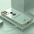 For Infinix Hot 10s / Hot 10s NFC Back Cover with Lanyard Fashion Shiny Plating Maple Leaf Design Camera Lens Protection Square Edge Soft Silicone Protective Phone Case. 