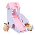 MO Mini Wooden Slide DIY Assemble Hamster House Hamster Hideout Exercise Toy with Ladder Slide. 