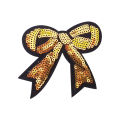 Embroidery Gold Bow Iron on Sew on Patch. 