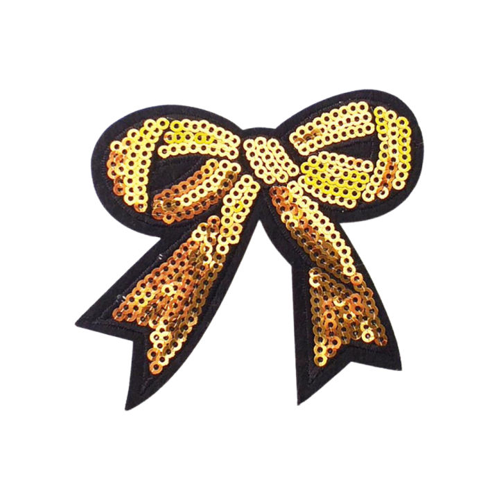 Embroidery Gold Bow Iron on Sew on Patch