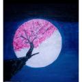 Painting on canvas for wall decoration for home decor moon tree painting size 12x12. 