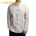 Men Long Sleeve Shirt Traditional Chinese Style Men's Mandarin Collar Shirt Long Sleeve Kung Fu Tai Chi Top with Pockets Authentic Tang Tops Uniform Tai Chi Shirt. 