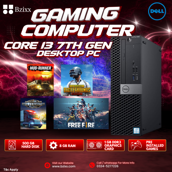Core i3 7th Generation Gaming Pc 8GB Ram 500 Gb Hard Disk 1 Gb Graphics Card GTA 5 - MUD RUNNER - AMERICAN TRUCK Pre installed Desktop Gaming Pc