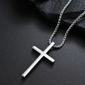 Cross-border European and American new titanium steel cross necklace men's trendy and versatile stainless steel cross pendant sweater chain accessories. 