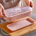 1PC Stackable Plastic Utensil Organizer with Lid - Moisture-Proof Cutlery Storage Box for Spoons, Forks, Chopsticks - Kitchen Accessory Dish Rack. 