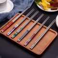 Festival Blue Patters Portable For Sticks Reusable Porcelain Tableware Steel Chopsticks. 