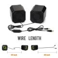 A8 Portable USB2.0 Double Bass Speaker For Laptop, Computer – Black. 