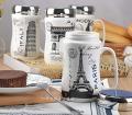 Fancy Cute White Travel Flower Eiffel Tower Printed  Ceramic Coffee Milk Tea Mugs Cup with Mirror Lid For Boys Girls with  Handle - 450 ML. 