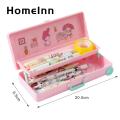 Portable Pen Box Portable Double-layer Stationery Trolley Case with Plastic Buckle Closure Rectangular Shape Pencil Box for School Office Supplies Convenient Design for Stationery Box with Trolley. 