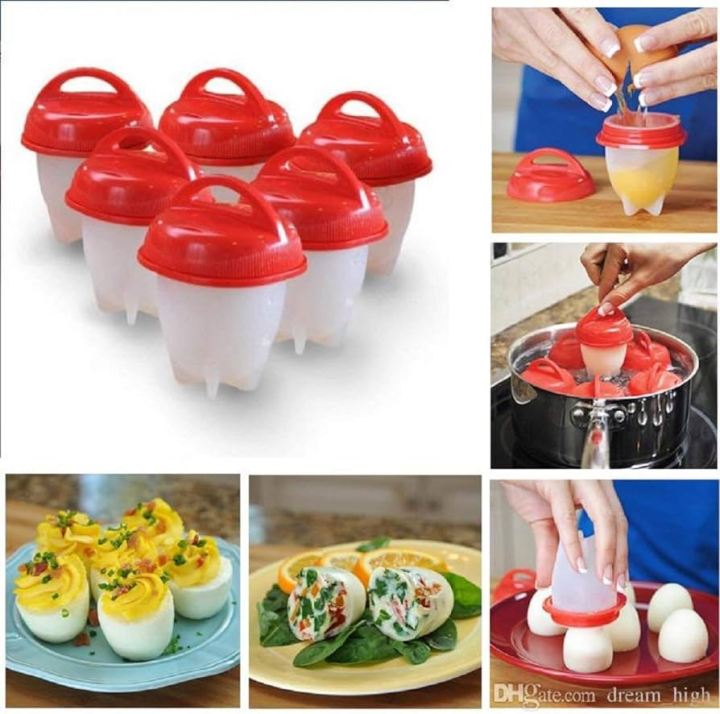 Pack of 6 - Silicon Egg Cooker As Seen on TV, Non Stick Silicone Egg Boiler, Hard Boiled Eggs without the Shell