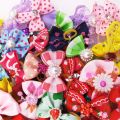 20 pieces Cute Ribbon Pet Hair Bows Elastic Rubber Band Dog Hair Accessories Cat Hair Flower Pet Photo Props Christmas Gift. 