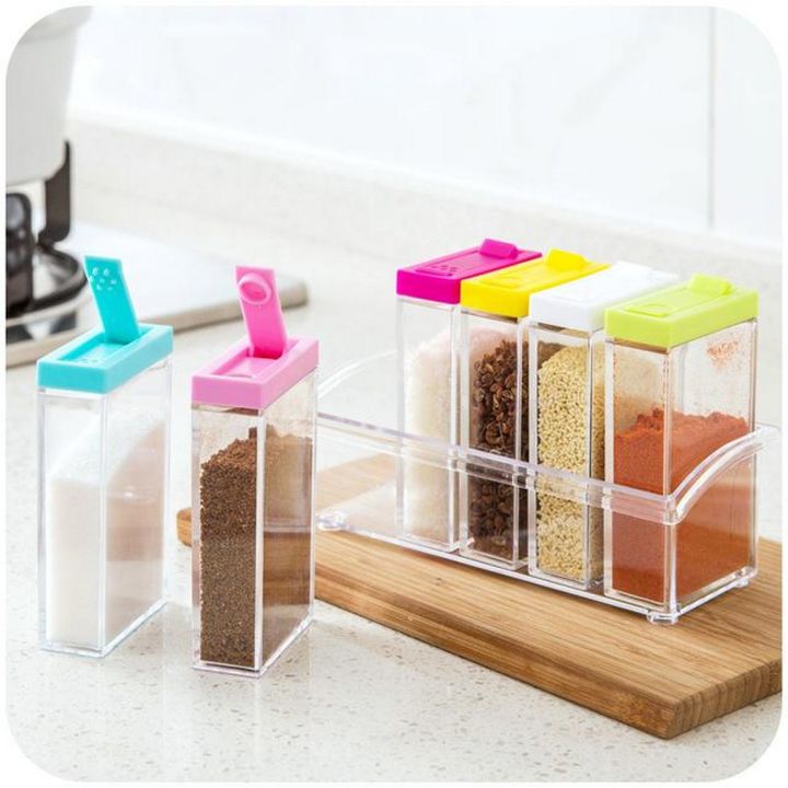 Transparent Spice Jar Set Salt and Pepper Seasoning Bottle