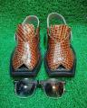 Leather Captan Peshawari Sandals With Goggles. 