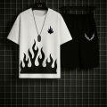 New trendy fired printed black & white premium quality tracksuit for men and boys. 
