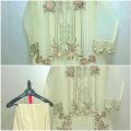 Women clothes design for summer off white Organza Shirt Dupatta with Russian Trouser. 