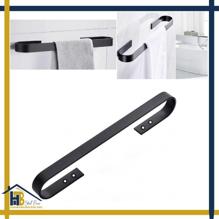 HB One Piece Customize, Heavy Duty Wall Mount Toilet Washroom Bathroom Towel Bar Stand, Towel Rack Black color