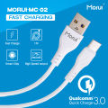 Morui Cable MC-02 - Long 1M USB to Type C Ultra Cable for Reliable Charging | VOOC | Turbo Charging | 3A Output | Qualcomm 3.0 Ultra Fast Charging. 