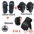 3 in 1 Set of Bike Riding Gear, Knee, Elbow, Gloves, Biker Protective Gear, Pair of Elbow and Knee Pad Black For Bikers, Bikers Protector Safety Pad, Cycling Knee Pads and Elbow Pads, Outdoor Knee Pads & Elbow Pads Set, AAI Sports. 