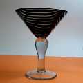 Hand Blown Art Zebra Design Martini Glass black Color. 