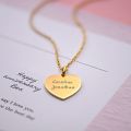 Custom Engraved Gold Women's Heart Pendant Necklace Personalized Jewelry Customized Christmas Gift for Her Friend Mom Girlfriend. 