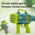 32 Holes Dinosaur Bubble Machine For Kids, Rocket Bubble Blower. 