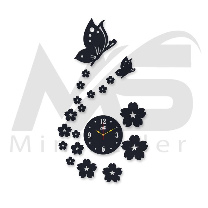 MS Mini Seller Wall Clock 3D Wooden Watch Design + Back Light Variation Decoration Quartz Numeric For Home Decor Living Room And Offices And For Gifts