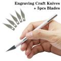 Metal Precision Paper Cutting Cutter | Art Knife Tool For Craft Set Model Making Carving Scoring | Pen Type Knife With 6 Blades For DIY Creator And Artist Tool. 