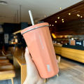 TYESO 600ml Portable Vacuum Insulated Mugs Stainless Steel Coffee Cup Ice Bar Thermal Car Sippy Large Capacity Straw Water Cup. 