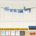 Baby Announcement Card Banner, Its A Boy It's A Girl Banner Garland, Photo Booth Boy & Girl Bunting Flags For Baby Shower Party, Baby Born Day, 1st Day Welcome Prince or Princess Party Decor Supplies Available, Pink & Blue Color. 