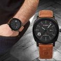 Brown Strap Analog Leather Watch For Men / Stylish Unique Mens Styles Watches For Boys. 