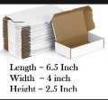 Pack of 20 (6.5 x 4 x 2.5 inch) Shipping Boxes, White Corrugated Cardboard Packing Small Mailer Box for Mailing Business Packaging, Gifts, Decorations, White Kraft. 