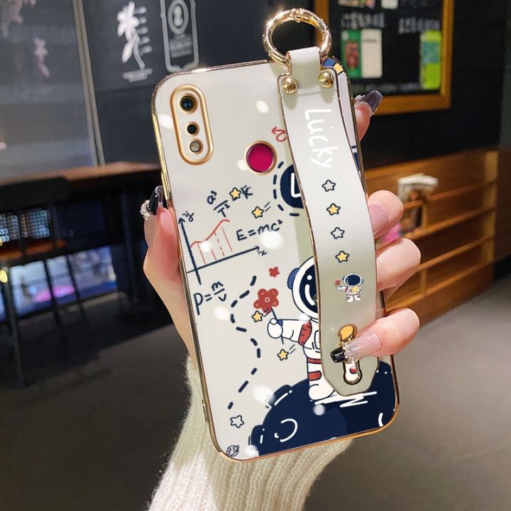 YIWESAN%20For%20Realme%203%20Pro%20Case%20With%20Wristband%20New%20Design%20Phone%20Case%20For%20Girl%20Women%20Thin%20Pattern%20Fashion%20Astronaut%20Shockproof%20Plating%20Silicone%20Casing%20Full%20Cover%20SoftCase%20Protection%20Cases%20-%20Image%202
