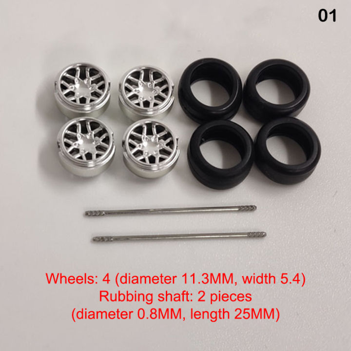4pcs/set 1:64 Scale Wheels For Hotwheels Rubber Tire Model Car Modified Parts Racing Vehicle Toys
