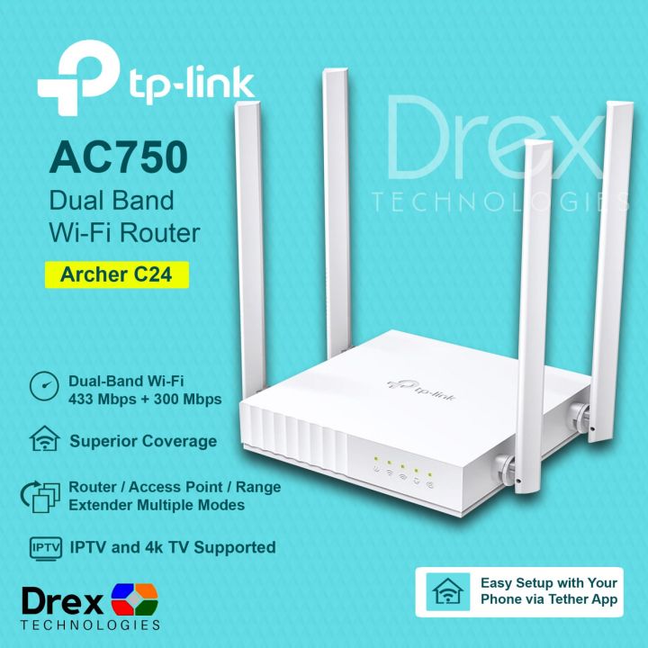 TP-Link Wi-Fi Router Archer C24 AC750 Dual-Band Wi-Fi Router