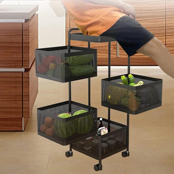 Rolling Kitchen Trolley Rotatable Storage Basket Slim Slide Out Pantry Storage Rack for Kitchen Bathroom Laundry Narrow Places