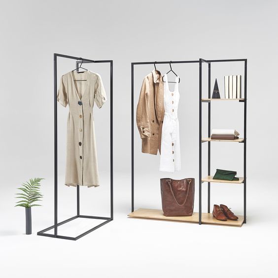 Wardrobe Closet, Portable Clothing Rack for Hanging Clothes, Free Standing Closet Organizers and Storage System with 4 Tiers Shelves for Cloakroom Bedroom, Black