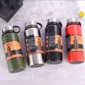 1500ML Stainless Steel Water Bottle Insulated Thermos Vacuum Flask Large Capacity Outdoor Water Bottle with Leather Cover/Pouch. 