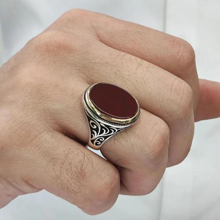 Original Aqeeq Stone 925 Silver / Chandi Turkish Men's Ring