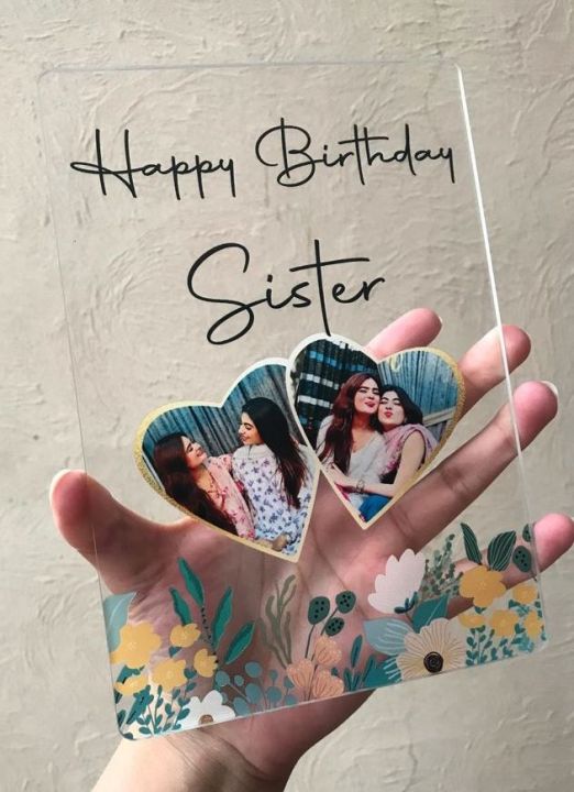 Happy Birth Day Custom Design on Clear Acrylic Card With Photo and text