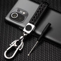 Toyota (NEW) Leather Braided Metal Car  Toyota Logo / Monogram Keychain with Keyring for Toyota Corolla Yaris Fortuner Prius Aqua Land Cruiser - Fashion Auto Decoration Premium - Black/Brown. 