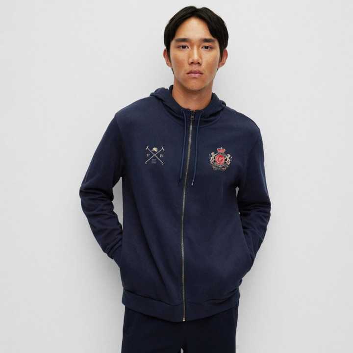 Polo Republica Men's PRC Lion & Mallets Embroidered Zipper Hoodie