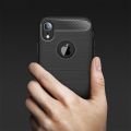 For iPhone XR Brushed Texture Carbon Fiber Shockproof TPU Protective Back Case. 