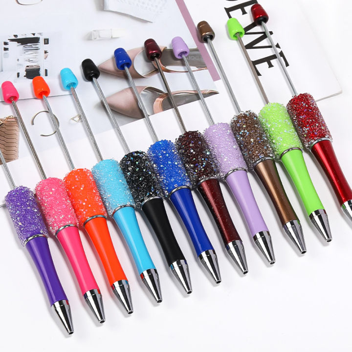 1PC New Creative Glitter Diamond Pen DIY Beaded Pen Wholesale Handmade BeadablePen Ball Pens Student School Office Gift Conbo