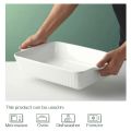 Techmanistan 13.5" Long Rectangular Stripped Ceramic Tray, Oven Safe Ceramic Dish, Baked Rice Baking Tray Cake Tray Pizza Oven Dinner Plate Korean Bowl, Ceramic Baking Dish, Porcelain Baking & Serving Dish, Baking Pan Casserole Dish, Lasagna Pan. 